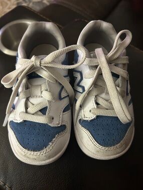New Balance White and Blue Kids Sneaker